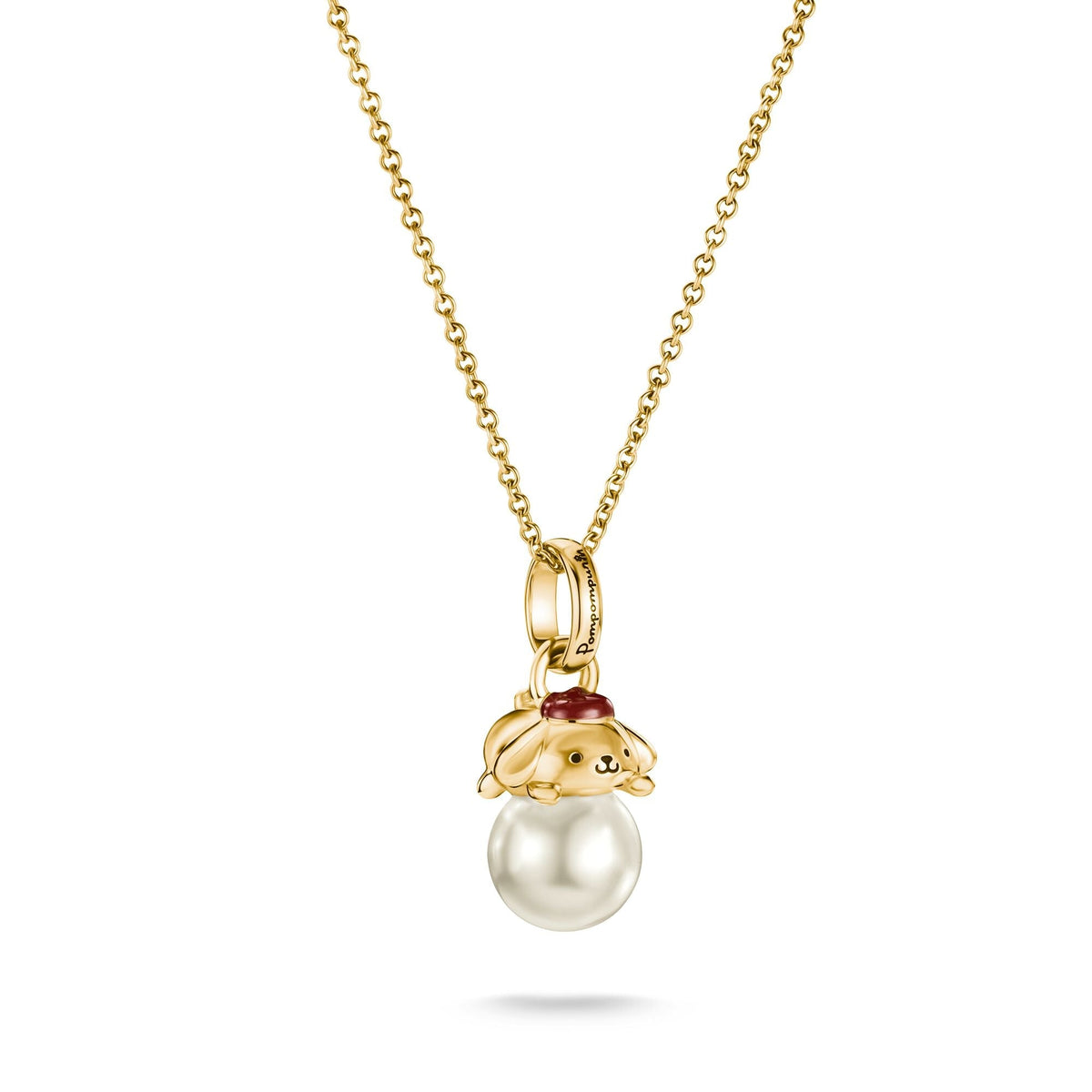 Hello Kitty Pompompurin Necklace with Pearl, Gold-Plated