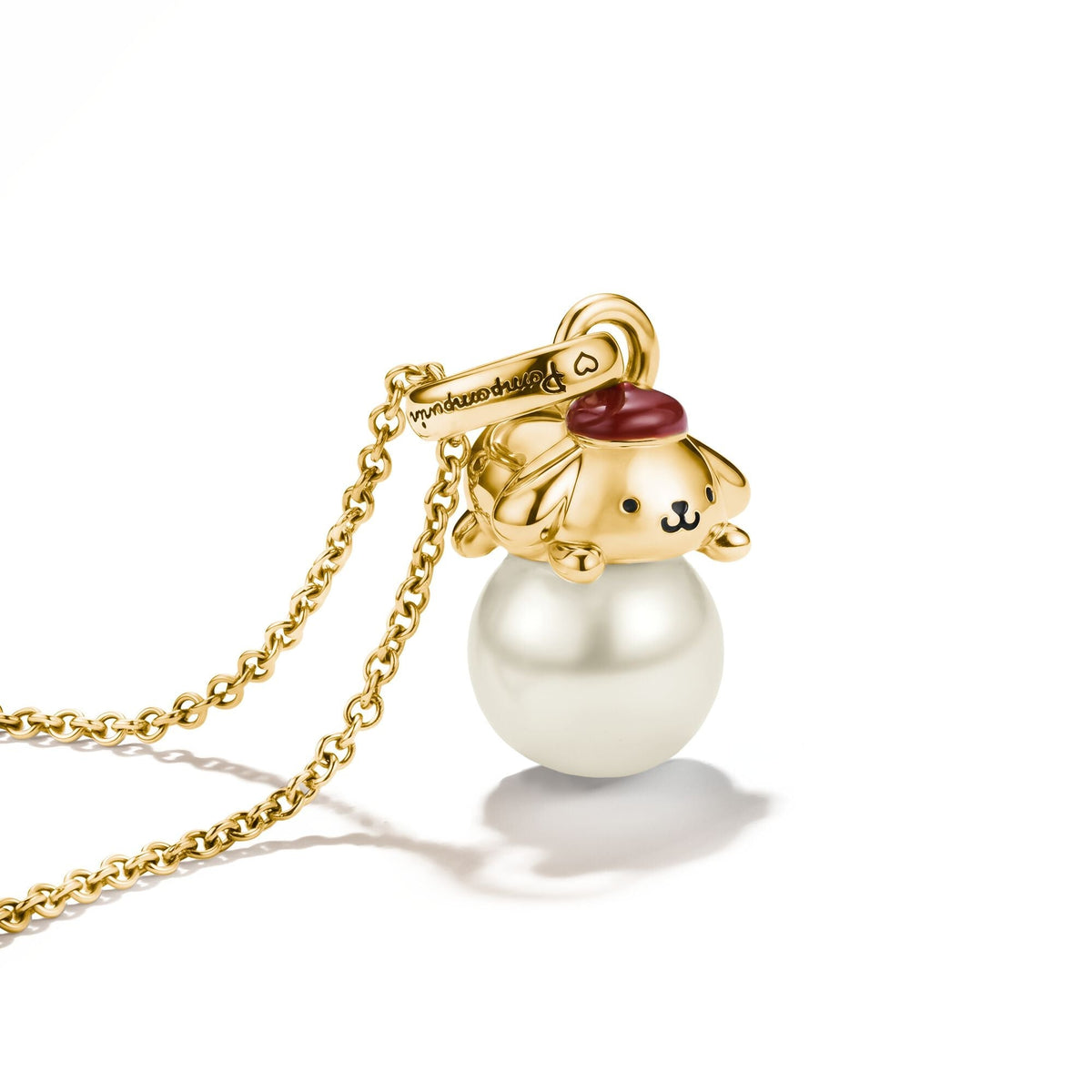 Hello Kitty Pompompurin Necklace with Pearl, Gold-Plated