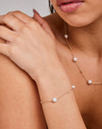 9CT CAMELIA PEARL & DIAMOND BRACELET