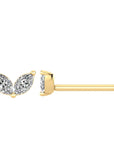 DUO MARQUISE DIAMOND FLAT BACK STUD - 9CT GOLD