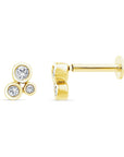TRIO BEZEL DIAMOND FLAT BACK STUD EARRINGS - 9CT GOLD