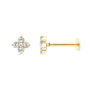 FLOWER DIAMOND FLAT BACK STUD EARRING - 9CT GOLD