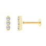 TRIPLE DIAMOND BAR FLAT BACK STUD - 9CT GOLD