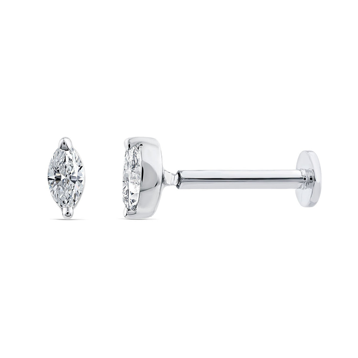 MARQUISE DIAMOND FLAT BACK EARRING - 9CT GOLD