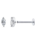 MARQUISE DIAMOND FLAT BACK EARRING - 9CT GOLD