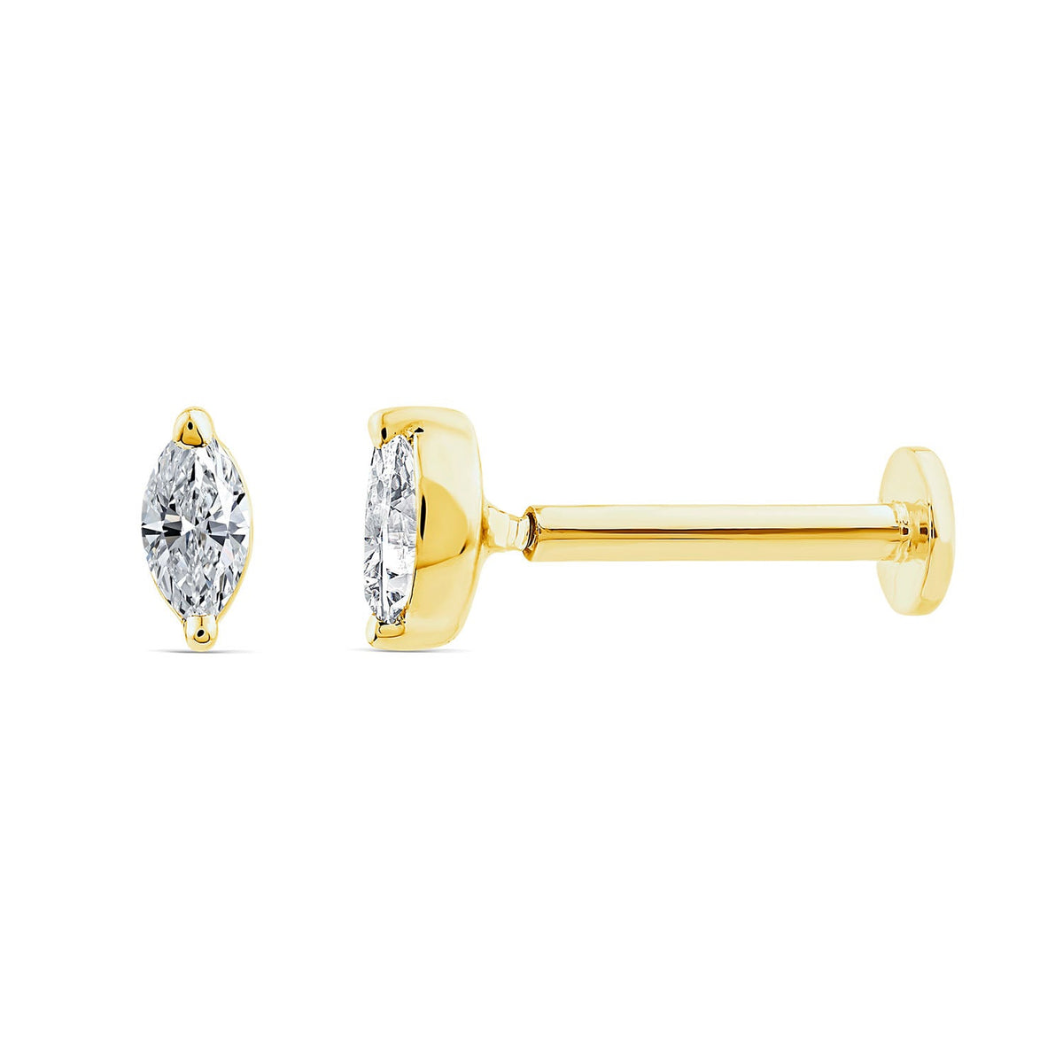 MARQUISE DIAMOND FLAT BACK EARRING - 9CT GOLD