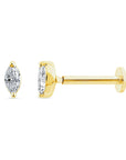 MARQUISE DIAMOND FLAT BACK EARRING - 9CT GOLD