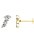 MARQUISE DIAMOND FLAT BACK EARRING - 9CT GOLD