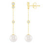 9CT CAMELIA DIAMOND & PEARL DROP EARRINGS