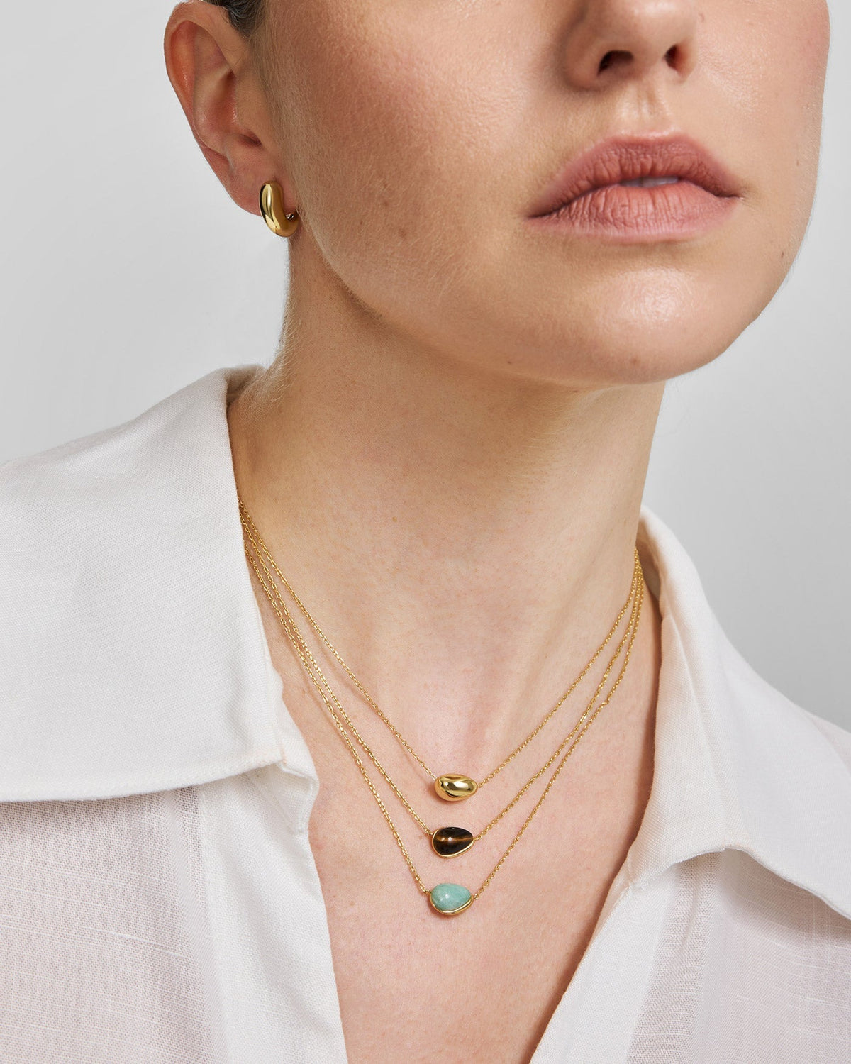 Gold Organic Dome Pebble Necklace