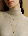 Gold Hollow Organic Pebble Necklace