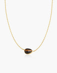 Gold Bezel Tiger's Eye Organic Dome Pebble Necklace