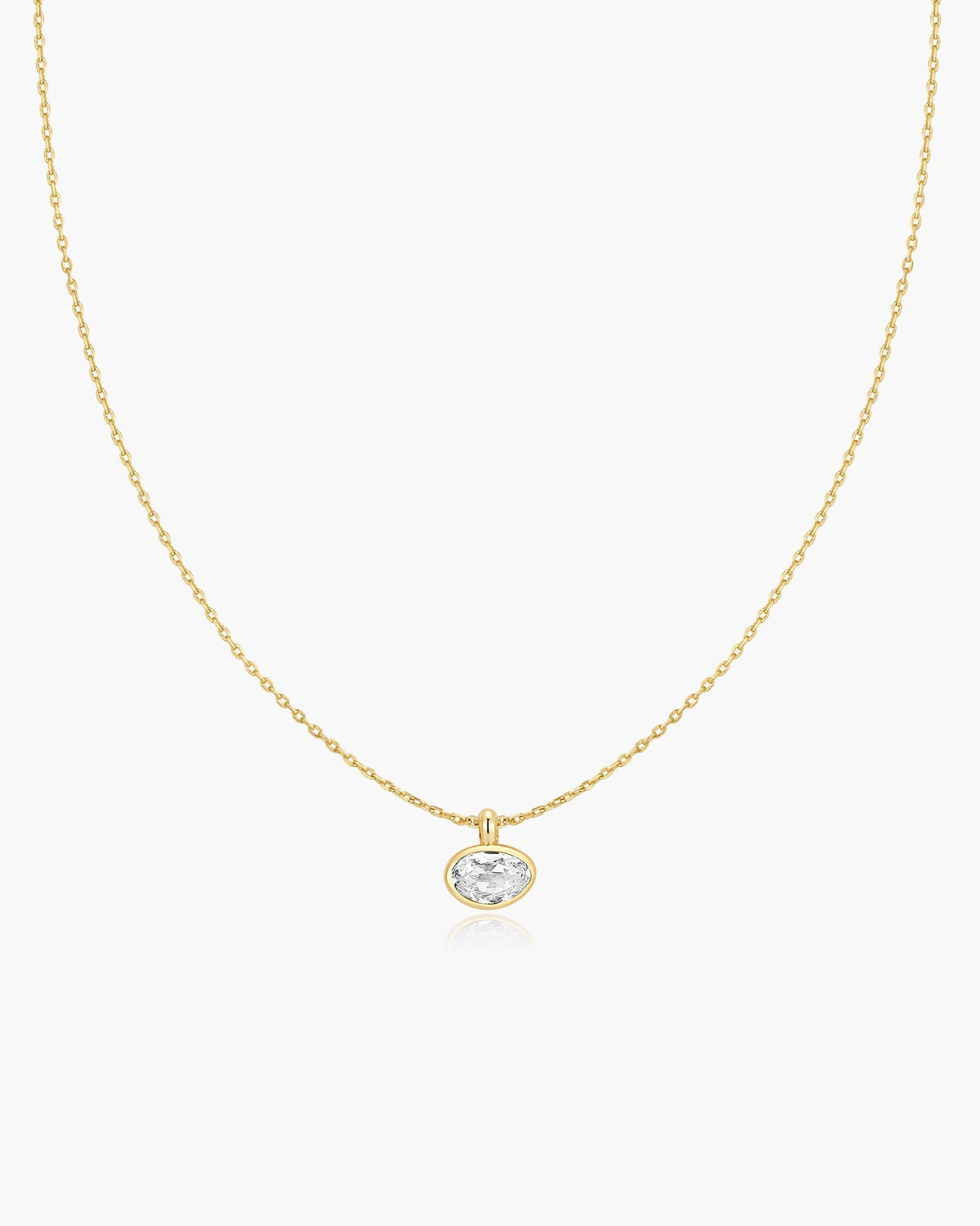 Gold Bezel Organic Pebble Necklace