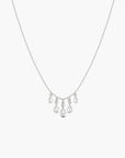 Silver Bezel-Set Teardrop Cascade Necklace