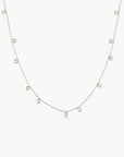 Silver Bezel-Set Droplet Station Necklace