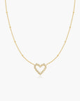 Gold Bezel-Set Round Open Heart Necklace