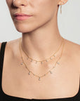 Gold Graduated Bezel Round Drop Station Necklace
