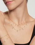 Gold Graduated Bezel Round Drop Station Necklace