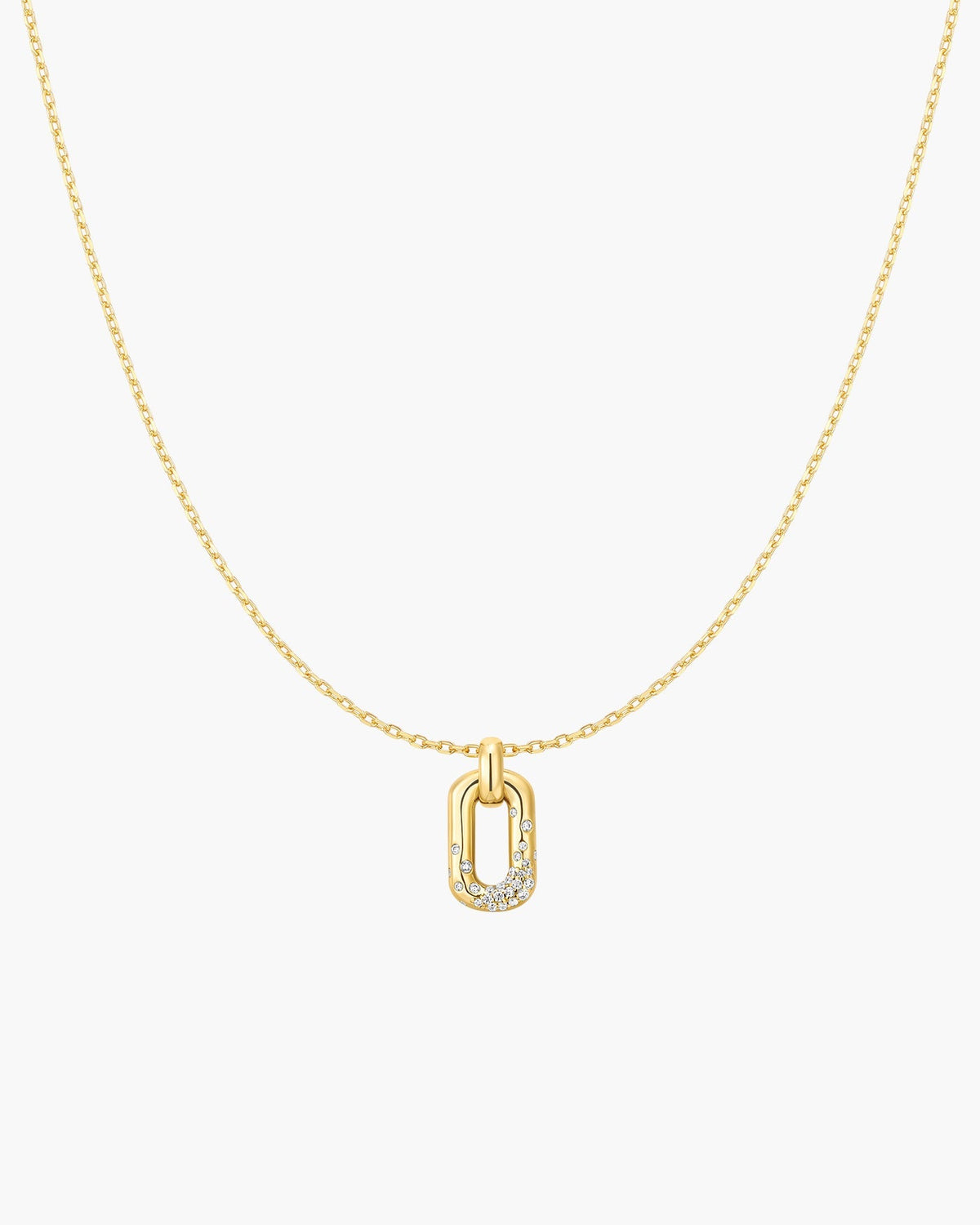 Gold Sparkling Oval Hoop Pendant Necklace