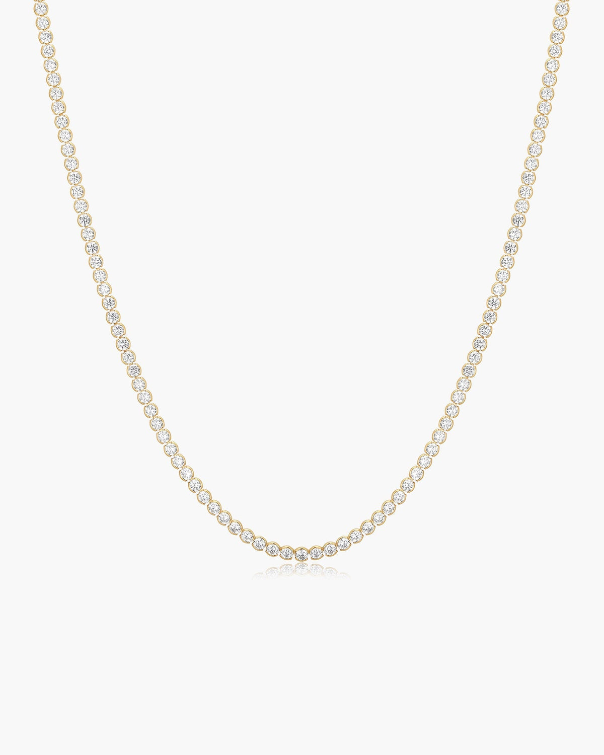 Gold Half-Bezel Round Tennis Necklace