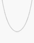 Silver Half-Bezel Round Tennis Necklace