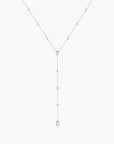 Silver Round & Teardrop Bezel Station Y Necklace
