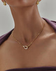Gold Interlocked Pave & Polished Knot Necklace