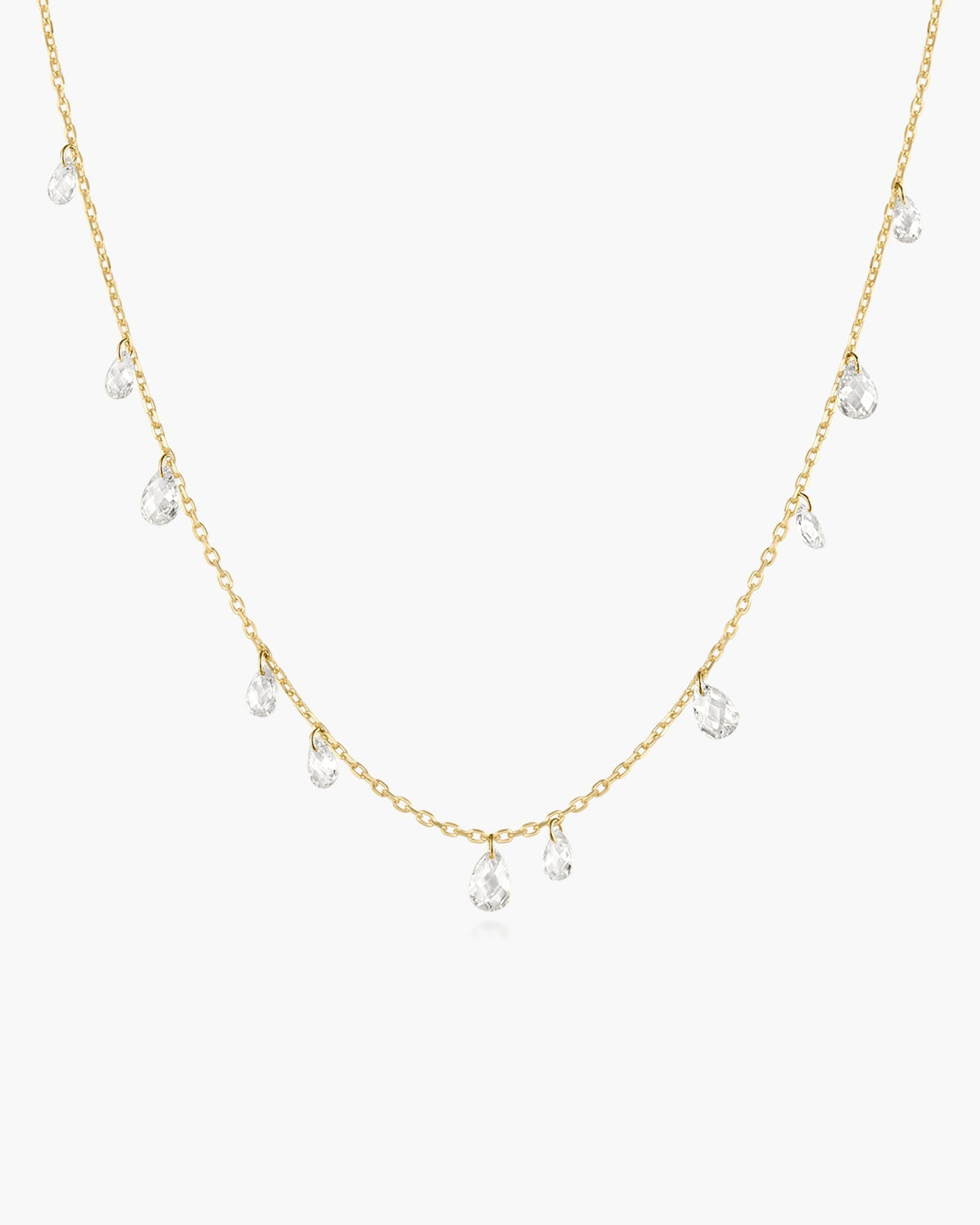 Gold Ethereal Teardrop Dangle Station Necklace