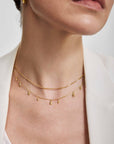 Gold Polished Teardrop Dangle Station Necklace