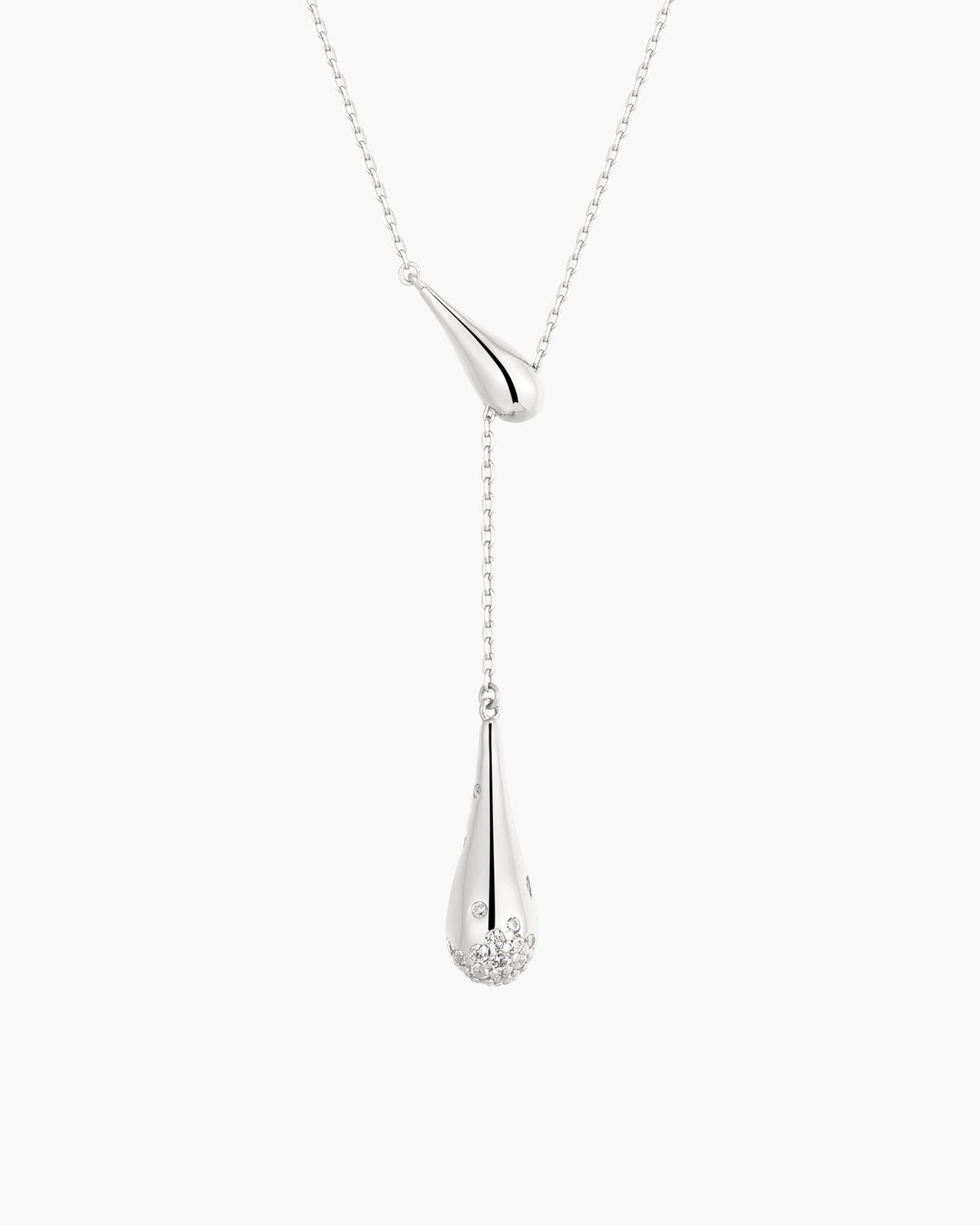 Silver Single-Slide Teardrop Necklace
