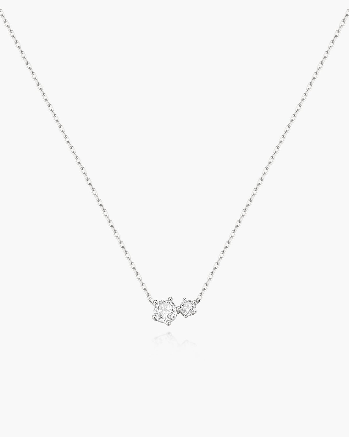 Silver Prong Set Duo Necklace