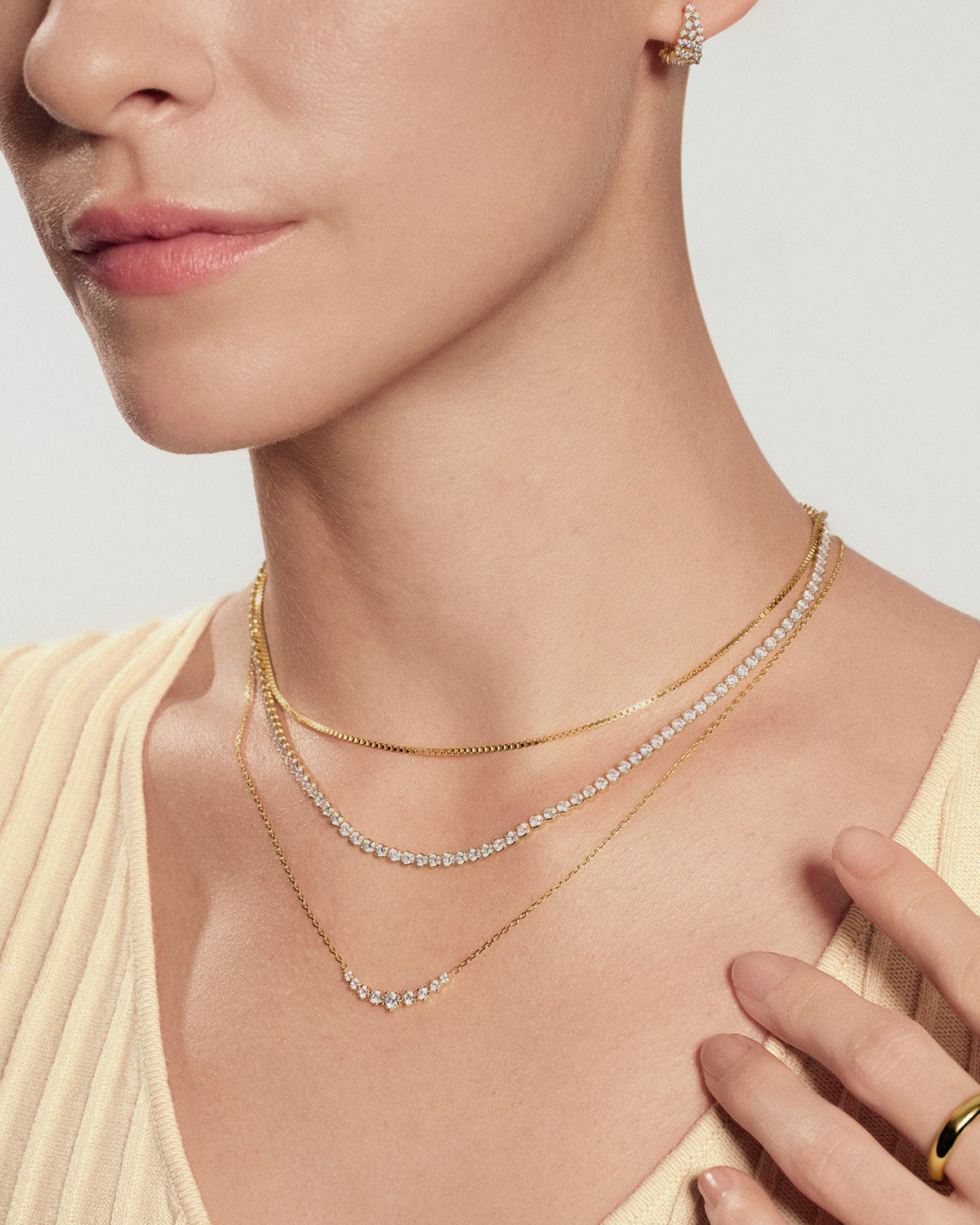 Gold Graduated Pave Arc Necklace