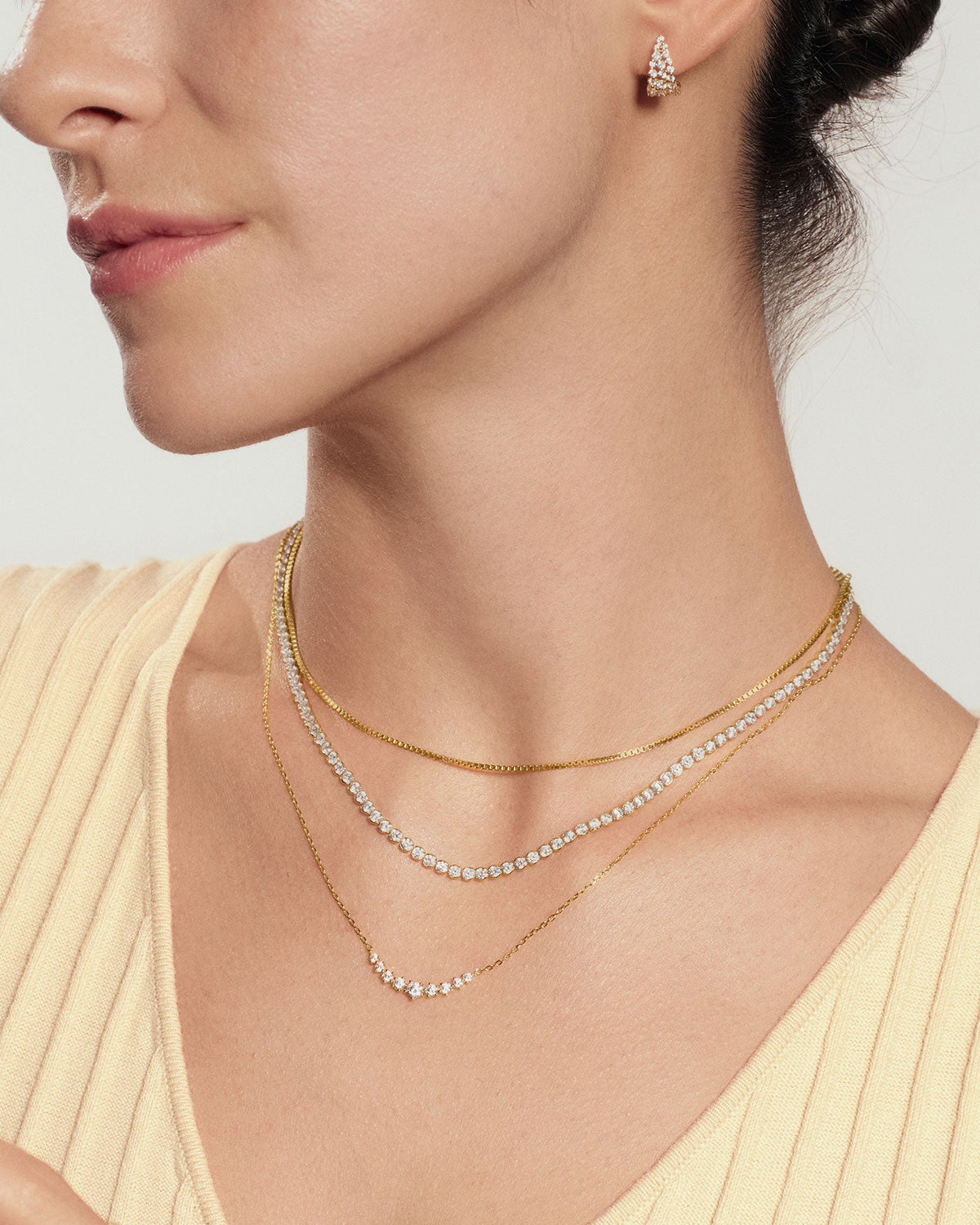 Gold Graduated Pave Arc Necklace
