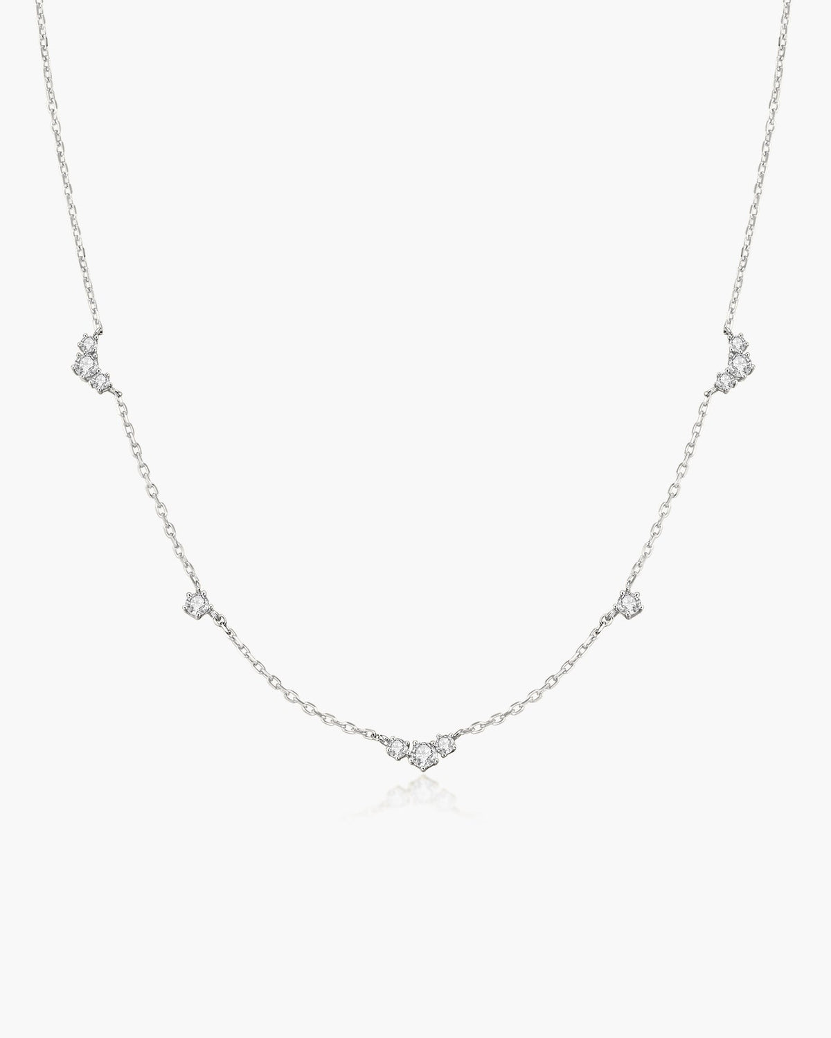 Silver Cluster &amp; Single Station Necklace