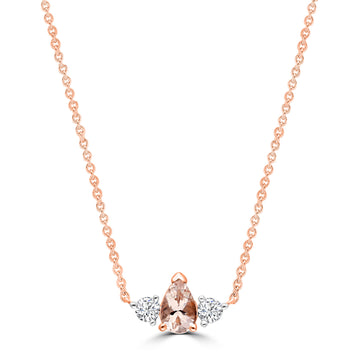 9CT IRISIA MORGANITE & DIAMOND NECKLACE