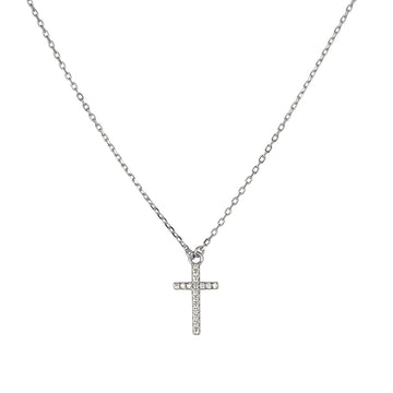 CLASSIC CZ CROSS NECKLACE - STERLING SILVER