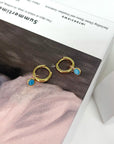 TURQUOISE HUGGIE EARRINGS - STERLING SILVER