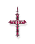 THOMAS SABO Blackened cross pendant with ruby red stones