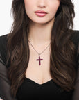 THOMAS SABO Blackened cross pendant with ruby red stones