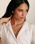 THOMAS SABO Cross Pendant with Turquoise Zirconia Stones