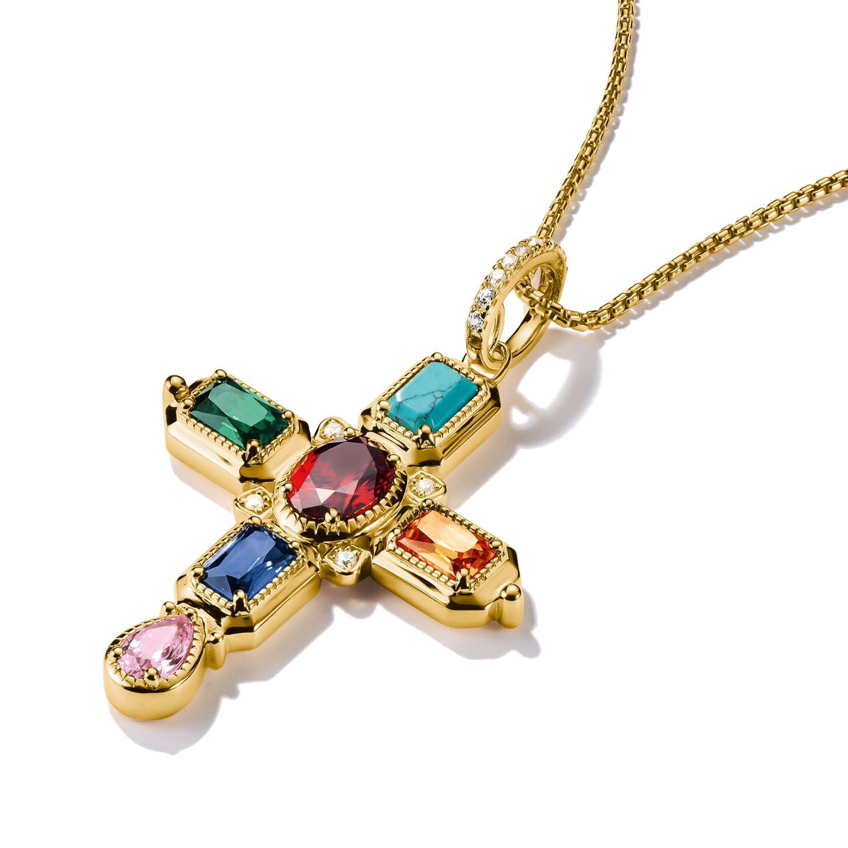 Pendant cross with stones