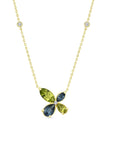 FLORENCE 9CT DIAMOND, TOPAZ & PERDIOT NECKLACE