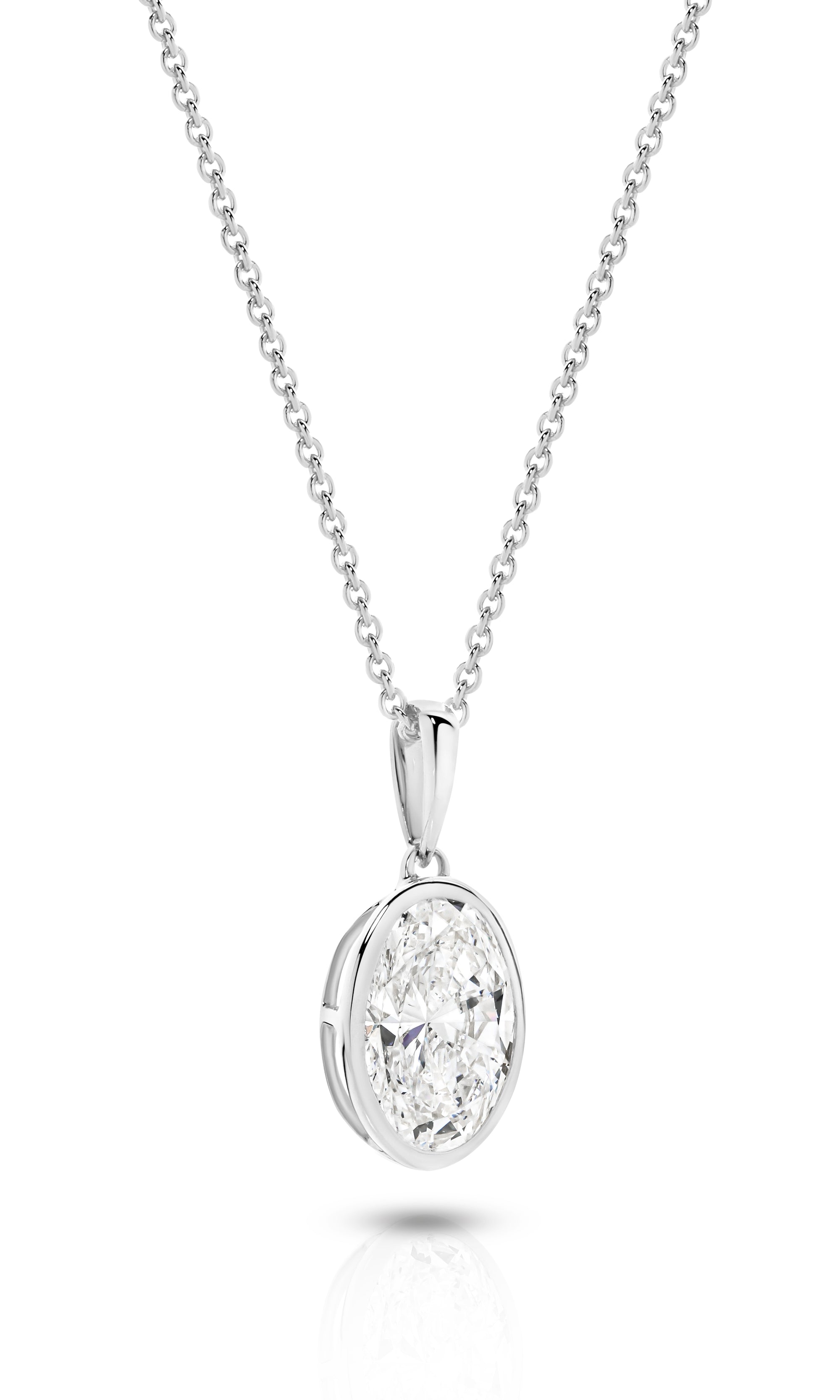 1CT BEZEL OVAL DIAMOND PENDANT - SOLID GOLD