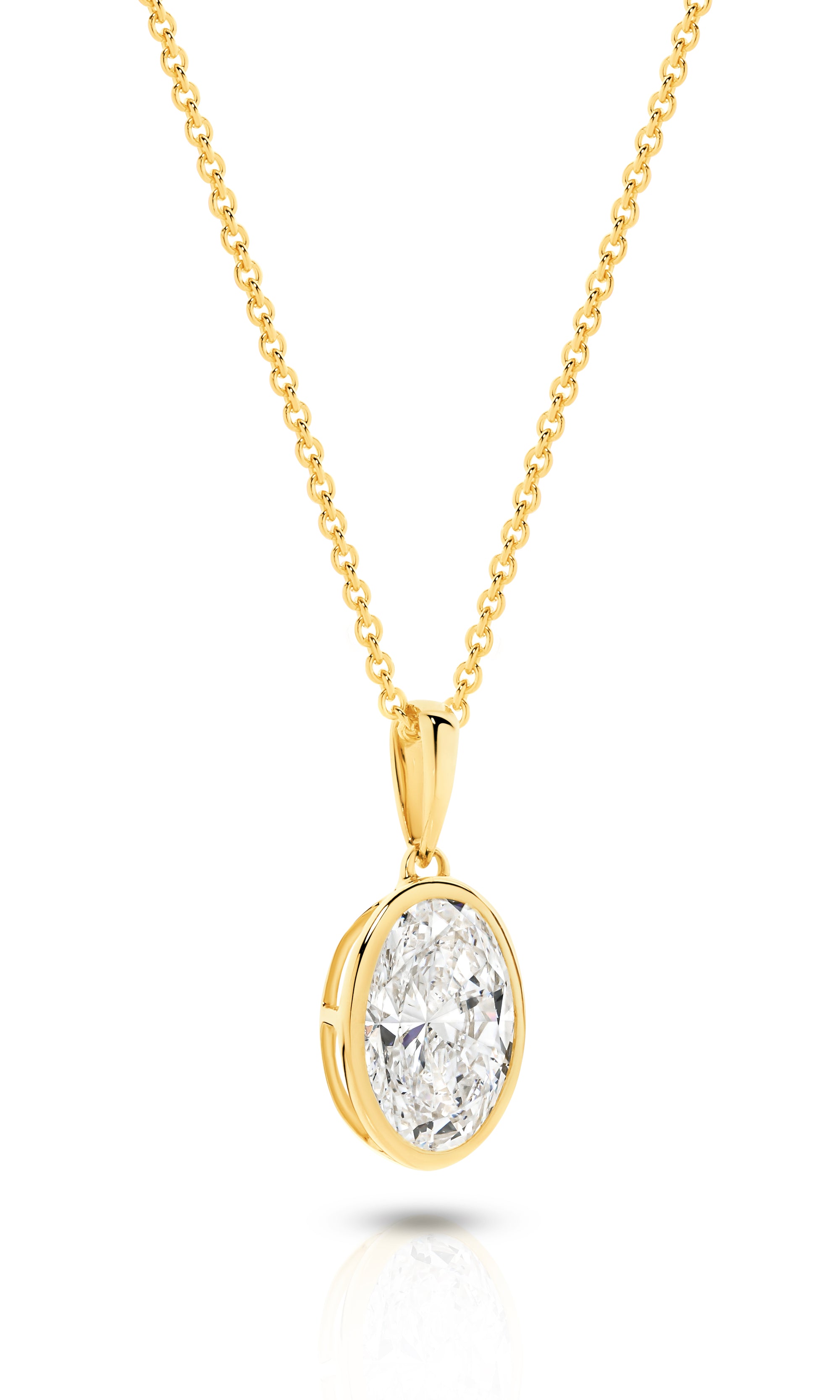 1CT BEZEL OVAL DIAMOND PENDANT - SOLID GOLD