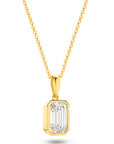 HEIRLOOM 1CT EMERALD CUT BEZEL DIAMOND PENDANT -SOLID GOLD