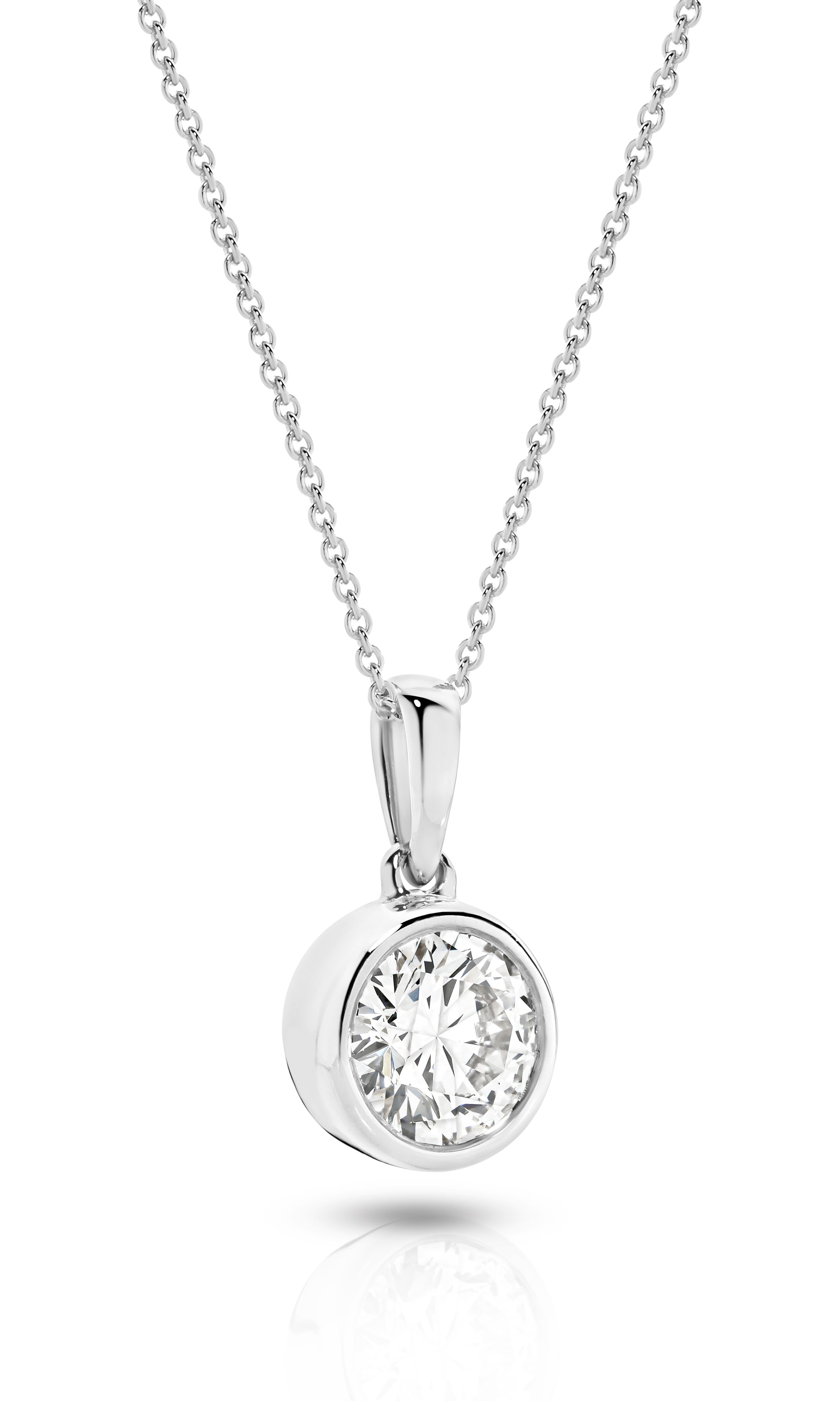 1CT BRILLIANT CUT BEZEL DIAMOND PENDANT - SOLID GOLD
