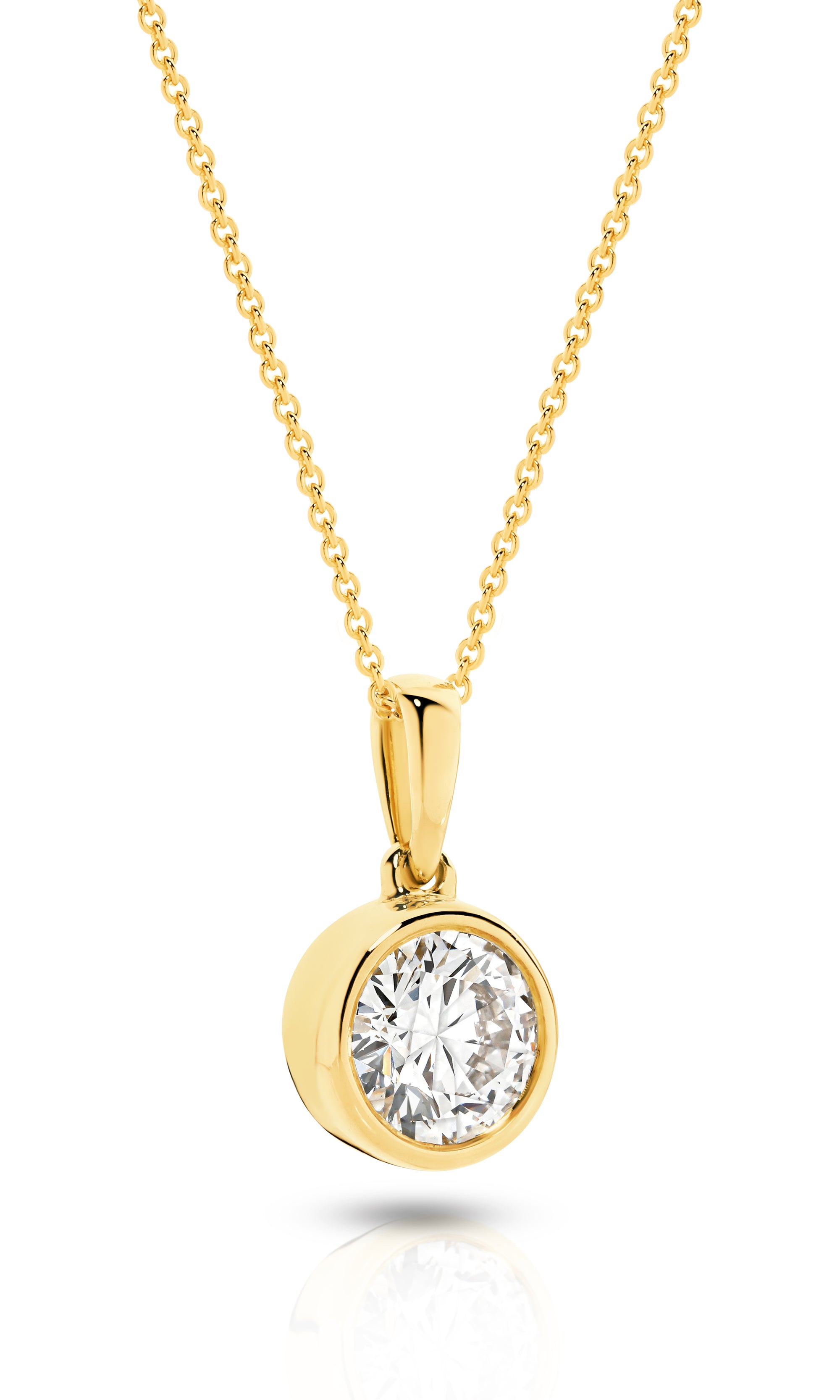 1CT BRILLIANT CUT BEZEL DIAMOND PENDANT - SOLID GOLD