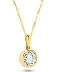 1CT BRILLIANT CUT BEZEL DIAMOND PENDANT - SOLID GOLD