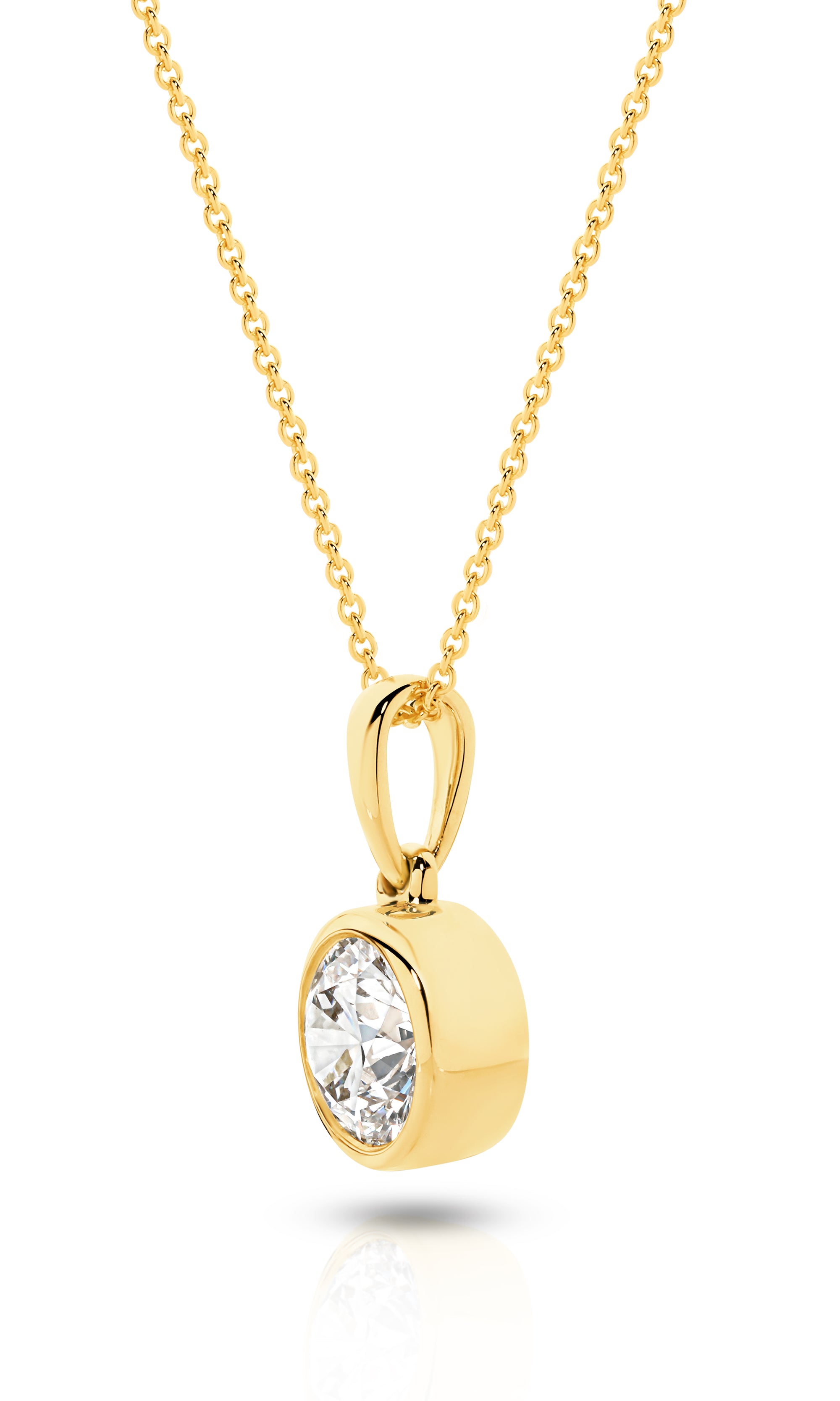 1CT BRILLIANT CUT BEZEL DIAMOND PENDANT - SOLID GOLD