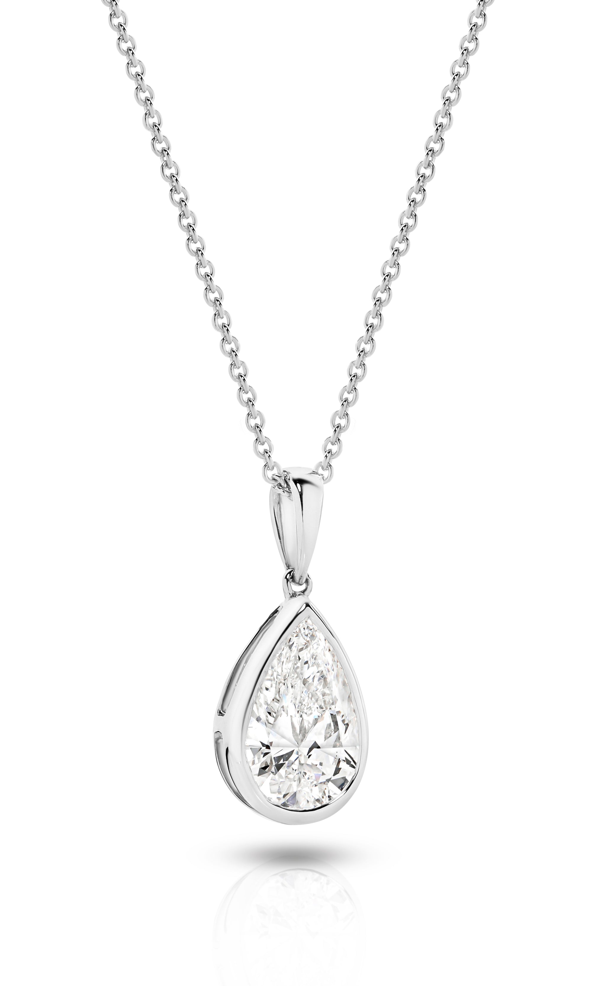 HEIRLOOM - 1CT PEAR OVAL BEZEL DIAMOND PENDANT -SOLID GOLD